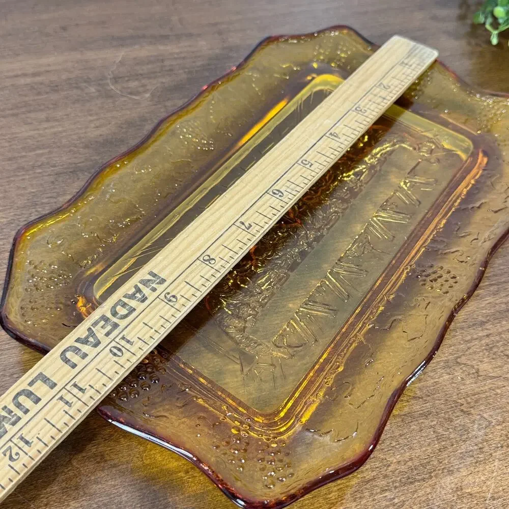 Vintage Tiara Indiana Glass Amber Gold Lord's Supper Last Supper Tray 11
